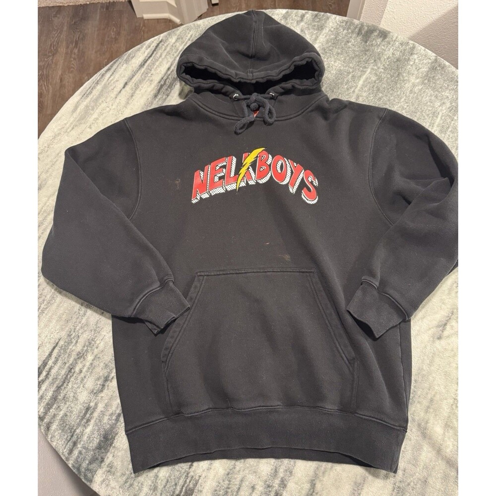 Full Send Nelk Boys Hoodie Mens Large Black Pullover Sweatshirt Graphic Rare